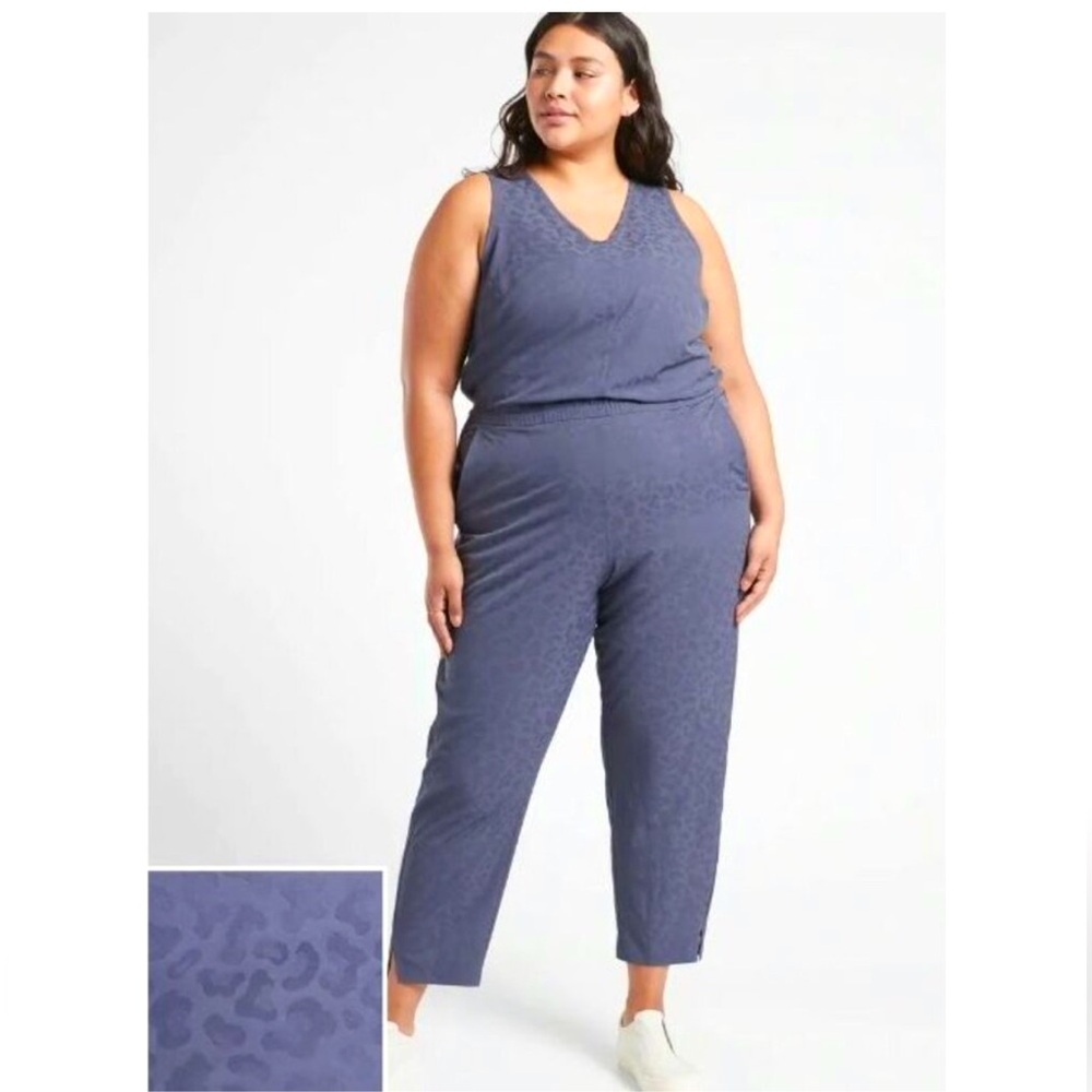ATHLETA Brooklyn Textured Jumpsuit in Blue Leopard